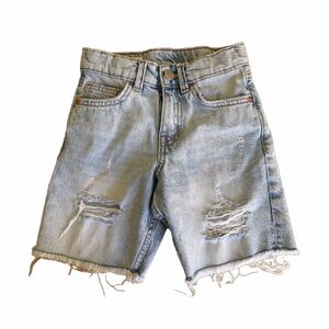 Zara Light Blue Distressed Denim Shorts
